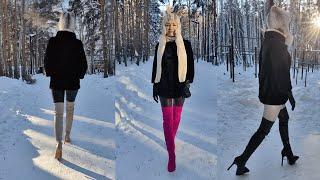 Walking in the SNOW in over-the-knee BOOTS 