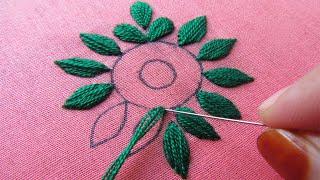 Woven Rose Stitch Hand Embroidery Flower Design