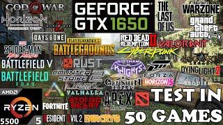 GTX 1650 + Ryzen 5 5500  Test in 50 Games in 2024
