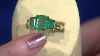 Emerald Cut Zambian Emerald 3-Stone Ring 14K 2.50 cttw with Jane Treacy