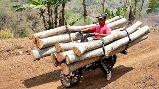 their genius way of modifying motorbikes to transport lots of wood from the forest