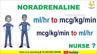 Noradrenaline  mcg calculation from mlhour