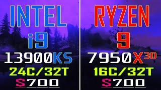 RYZEN 9 7950X3D vs INTEL i9 13900KS  PC GAMES BENCHMARK TEST 