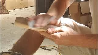 Making mulga Aboriginal clapsticks tapping or music sticks