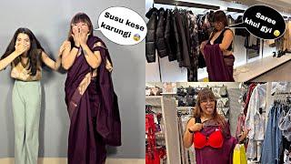 I Wore Saree For 24 HOURS  Public and My Family Funny Reaction 