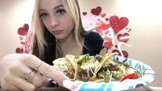 ASMR EATING SPICY STEAK TACOS FROM QDOBA