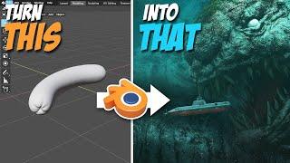 Turn Grey Hotdog into Nuclear Submarine in 91 seconds - Blender Quick Tutorial