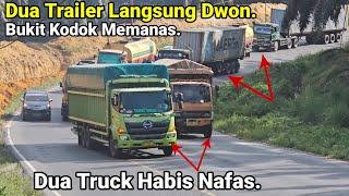 Bukit Kodok Memanas Truck Trailer Habis Nafas. Dua Truk Bikin Dwon TrailerTrailer Trailer Menanjak.