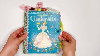Vintage Little Golden Book Disney Cinderella junk style upcycled handmade journal flip through