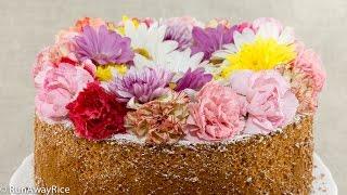 Orange Chiffon Cake with Edible Flowers