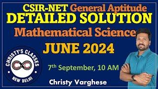 CSIR-NET JUNE 2024 Part A  Full Solutions  Mathematical Science General AptitudeChristy Varghese