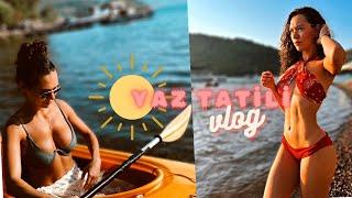 TATİLDE PRATİK SPORCU BESLENMESİ-Annemle Sahilde Yoga Yaptık- Kano Denedim- Cheat Day - TATİL VLOG