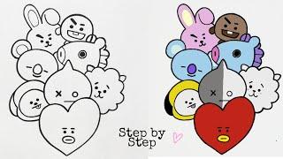 How to draw BT21 Characters Step by Step  Drawing Tutorial  YouCanDraw
