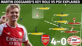 How Martin Odegaards Movement Dominated PSVs Tactics  Arsenal vs PSV 4-0  Tactical Analysis