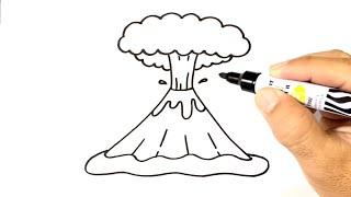 How to DRAW A VOLCANO Easy Step by Step Drawing Projects