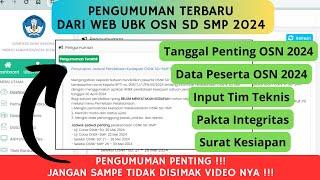 PENGUMUMAN TERBARU DI WEB OSN SD SMP 2024  BANYAK PENGUMAMN DAN INFO TERBARU 