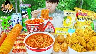 ASMR MUKBANG 편의점 라면 양념 치킨먹방 떡볶이 & 핫도그 & 김밥 FIRE Noodle & HOT DOG & GIMBAP EATING SOUND