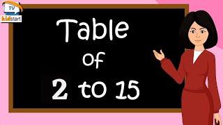 Multiplication Tables For Children 2 to 15  Table 2 to 15  Learn multiplication For kids