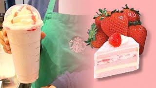 STARBUCKS BARISTA MAKES STRAWBERRY CHEESECAKE FRAP  THAT Starbucks Barista Makes A Frappuccino
