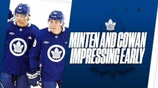 Leafs Ice Chips Cowan and Minten show off chemistry shootout moves