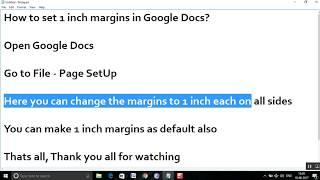 How to set 1 inch margins in Google Docs?