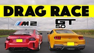 2024 Ford Mustang GT vs 2023 BMW M2 closer than you think. Drag and Roll Race.