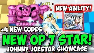 4 NEW OP CODES 7 Star Johnny Joestar Tusk Act 4 is INSANE OP DMG & NEW ABILITY + EFFECT  ASTD