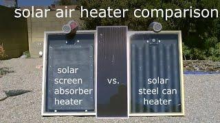 Solar Air Heater Comparison - Steel Can Heater vs. Screen Absorber Heater temp. tests