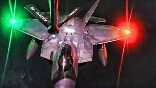 F-22 Raptors Night Refuel Over Middle East 2022
