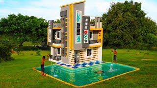 Full Video Building Creative A Modern 3-Story Mud Villa House With Swimming Pool By Ancient Skills