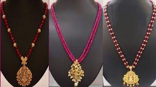 Gold ruby and emerald beads necklace designruby drop necklace and pendent collection 