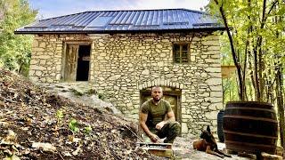 Stone Hut in the Mountains Closing the Gable Roof Overhangs Ep.07.
