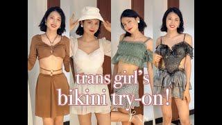 Bikini try-on haul  Trans girl tries bikinis for the 1st time