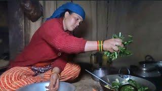 Typical Nepali organic delicious food  Makhan khadkha   Nepali Village