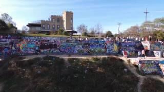 aerial footage of Castle Hill and the Palmer Event Center Austin TX