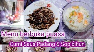 #ramadhanvlog Kegiatan Sore Menyiapkan menu buka Puasa  Masak Cumi Saus Padang & Sop Bihun