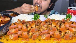 EATING CHALLENGE PORK CURRY WITH BASMATI RICE & GREEN CHILLI  HUNGRY GADWALI MUKBANG  EATING SHOW