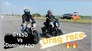 Continental Gt650 vs Dominar400 drag race  #gt650 #bikeride #dominar400