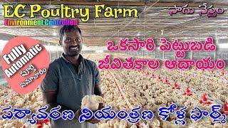 EC Poultry Farm  పర్యావరణ నియంత్రణ బ్రాయిలర్ కోళ్ల పౌల్ట్రీ ఫారం  Fully Automatic Poultry Farm 