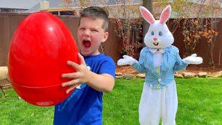 EASTER BUNNY VISITS CALEB Surprise EGGS SCAVENGER HUNT BACKYARD ADVENTURE For KIDS