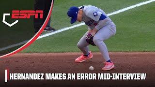 Enrique Hernandez makes an error during in-game interview  ESPN MLB