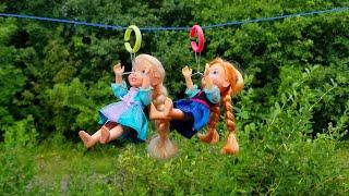 Zipline  Elsa & Anna toddlers - Barbie - fun adventure - Lego