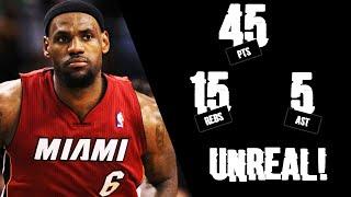 LeBron James GREATEST Game EVER 2012 ECF G6 vs Celtics - 45 Pts 30 in 1st Half 15 Rebs 5 Asts