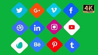 animated social media icons green screen