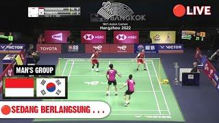 SEDANG BERLANGSUNG  - INDONESIA VS KOREA BADMINTON BEREGU PUTRA ASIAN GAMES 2023