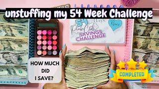 COMPLETED UNSTUFFING MY 54 WEEK SAVINGS CHALLENGE BINDER  SAVING MONEY