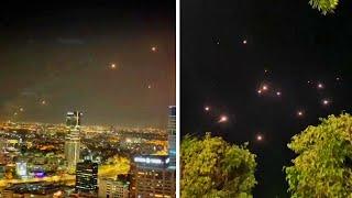 Tel Aviv Iron Dome filmed intercepting barrage of rockets over Israel