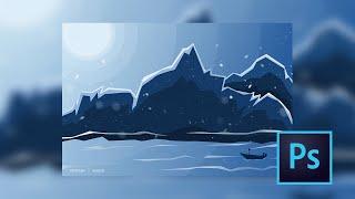 Speed Design Snow Mountain - Fantasy Artwork with Adobe Photoshop CC