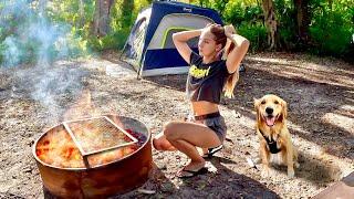 Solo Girl Camping ASMR Cooking Outdoors