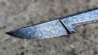 Damascus integral handle knife from bearing balls